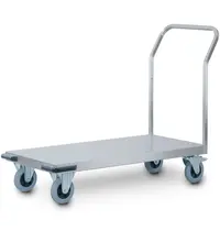 HUPFER Platformwagen | RVS | Max. 500kg | Wielen (Geremd) + Duwbeugel | 660x1366x1054(h)mm