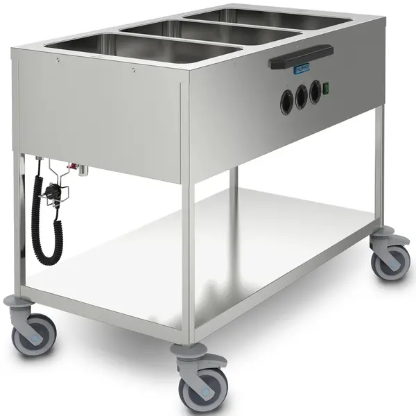 Bain-Marie Wagen | Elektrisch | 3x 1/1 GN | ≤90°C | 2.1kW (230V) | Aftapkranen | 1235x677x900(h)mm