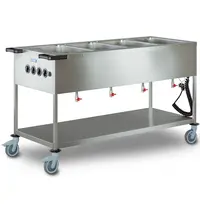 HUPFER Bain-Marie Wagen | Elektrisch | 4x 1/1 GN | ≤90°C | 2.8kW (230V) | Aftapkranen | 1622x677x900(h)mm