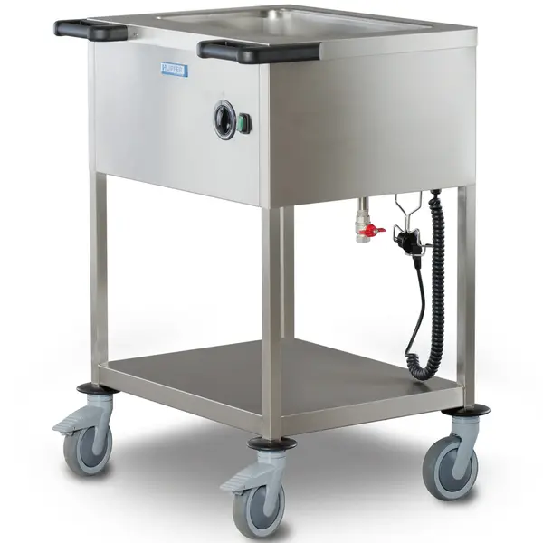 Bain-Marie Wagen | Elektrisch | 1x 1/1 GN | ≤90°C | 0.7kW (230V) | Aftapkraan | 677x604x900(h)mm