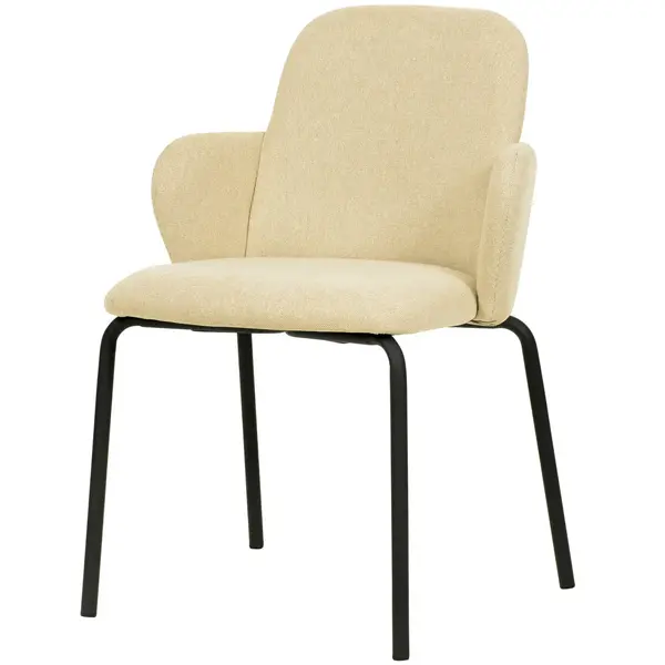 Stoel | PADDY | Stof/Metaal | Beige | Zwarte Frame | Indoor | Stapelbaar | 545x580x810(h)mm