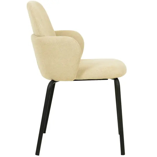 Stoel | PADDY | Stof/Metaal | Beige | Zwarte Frame | Indoor | Stapelbaar | 545x580x810(h)mm
