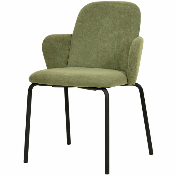 Stoel | PADDY | Stof/Metaal | Groen | Zwarte Frame | Indoor | Stapelbaar | 545x580x810(h)mm