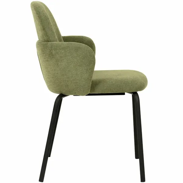 Stoel | PADDY | Stof/Metaal | Groen | Zwart Frame | Indoor | Stapelbaar | 545x580x810(h)mm