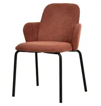 VEBA Stoel | PADDY | Stof/Metaal | Bruin-Rood | Zwarte Frame | Indoor | Stapelbaar | 545x580x810(h)mm