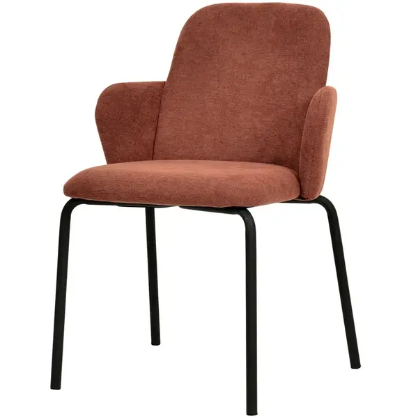 Stoel | PADDY | Stof/Metaal | Bruin-Rood | Zwarte Frame | Indoor | Stapelbaar | 545x580x810(h)mm