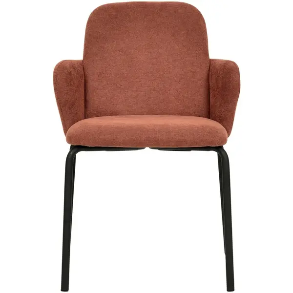 Stoel | PADDY | Stof/Metaal | Bruin-Rood | Zwarte Frame | Indoor | Stapelbaar | 545x580x810(h)mm
