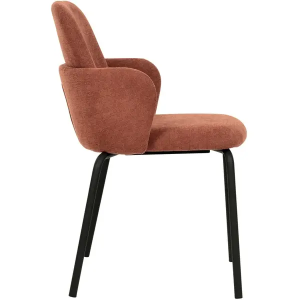 Stoel | PADDY | Stof/Metaal | Bruin-Rood | Zwarte Frame | Indoor | Stapelbaar | 545x580x810(h)mm