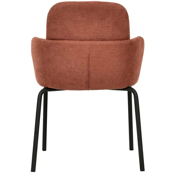 Stoel | PADDY | Stof/Metaal | Bruin-Rood | Zwarte Frame | Indoor | Stapelbaar | 545x580x810(h)mm