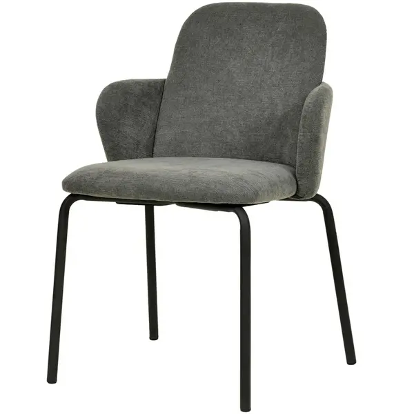 Stoel | PADDY | Stof/Metaal | Donkergrijs | Zwarte Frame | Indoor | Stapelbaar | 545x580x810(h)mm