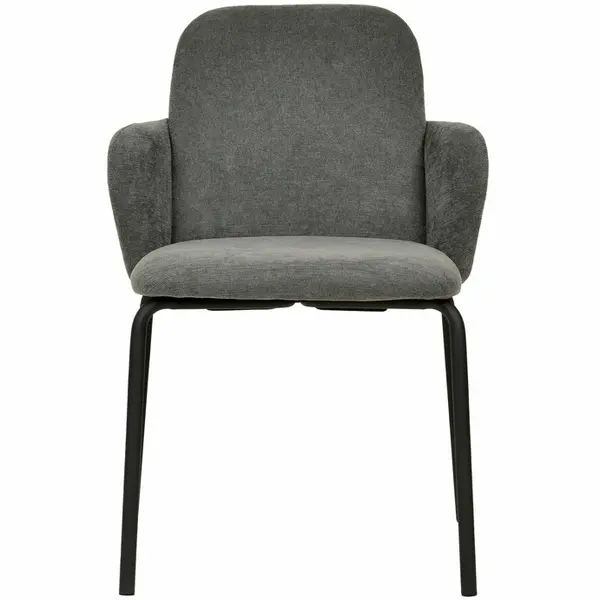 Stoel | PADDY | Stof/Metaal | Donkergrijs | Zwarte Frame | Indoor | Stapelbaar | 545x580x810(h)mm