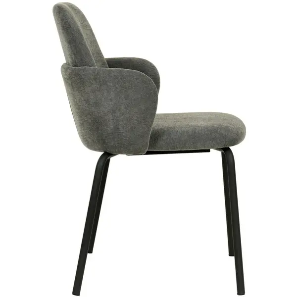 Stoel | PADDY | Stof/Metaal | Donkergrijs | Zwarte Frame | Indoor | Stapelbaar | 545x580x810(h)mm