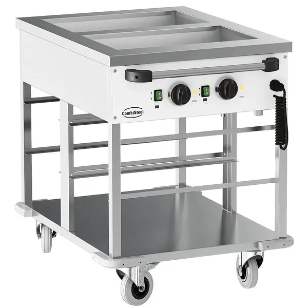 Bain-Marie Wagen | Elektrisch | 2x 1/1 GN | 30°C/90°C | 2kW (230V) | Aftapkranen | 850x650x840(h)mm