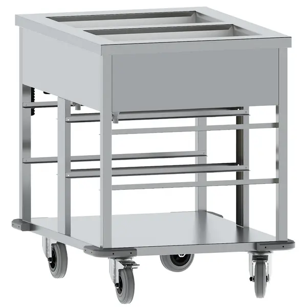Bain-Marie Wagen | Elektrisch | 2x 1/1 GN | 30°C/90°C | 2kW (230V) | Aftapkranen | 850x650x840(h)mm