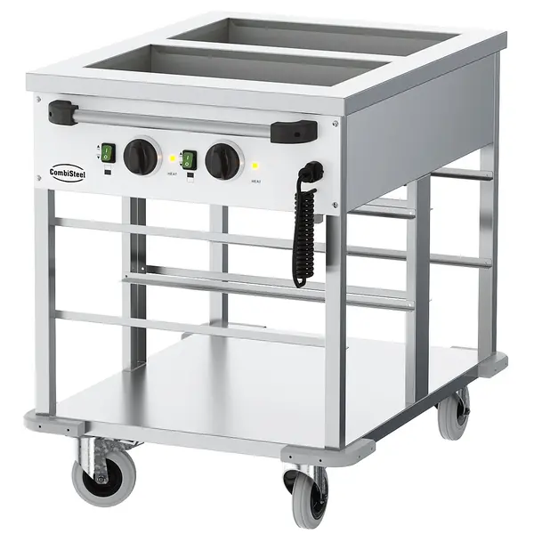 Bain-Marie Wagen | Elektrisch | 2x 1/1 GN | 30°C/90°C | 2kW (230V) | Aftapkranen | 850x650x840(h)mm