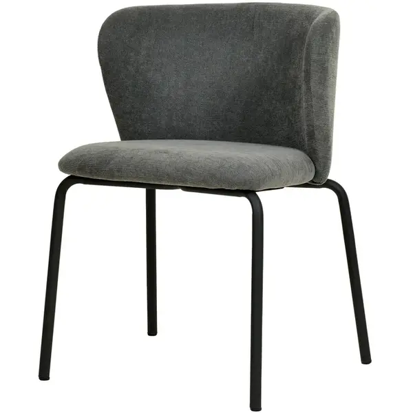Stoel | BREAK | Stof/Metaal | Donkergrijs | Zwarte Frame | Indoor | Stapelbaar | 545x525x750(h)mm