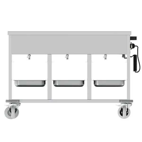 Bain-Marie Wagen | Elektrisch | 3x 1/1 GN | 30°C/90°C | 3kW (230V) | Aftapkranen | 1200x650x840(h)mm