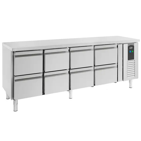 Koelwerkbank | STANDARD LINE | 553L | 8 Laden (1/1 GN) | +2°C/+8°C | Geforceerd | 2230x700x850(h)mm