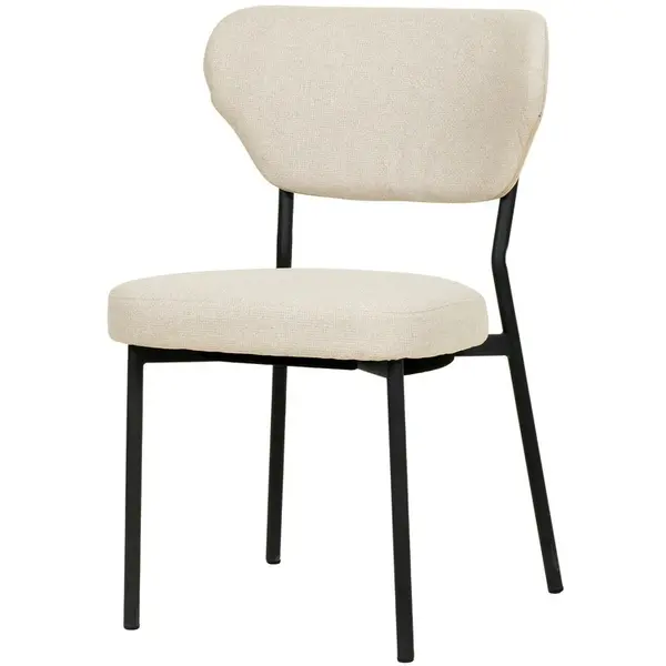 Stoel | DUKO | Stof/Metaal | Beige | Zwarte Frame | Indoor | Stapelbaar | 520x540x820(h)mm
