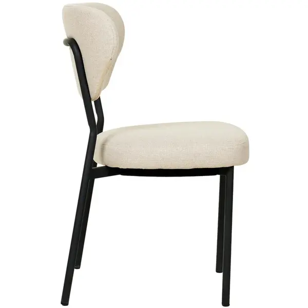 Stoel | DUKO | Stof/Metaal | Beige | Zwarte Frame | Indoor | Stapelbaar | 520x540x820(h)mm