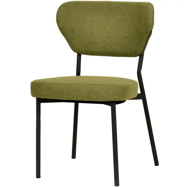 Stoel | DUKO | Stof/Metaal | Groen | Zwarte Frame | Indoor | Stapelbaar | 520x540x820(h)mm