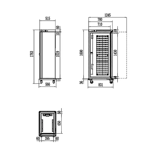 Warmhoudwagen | 17x 1/1 GN | 30°C/90°C | Geventileerd | 230V | Wielen (Geremd) | 515x780x1763(h)mm