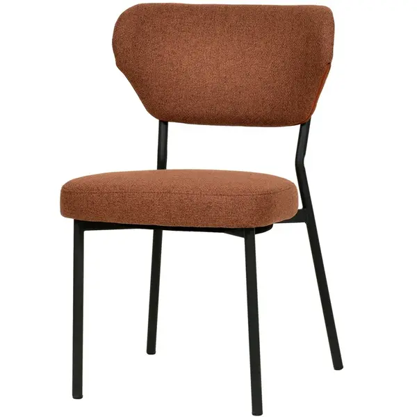 Stoel | DUKO | Stof/Metaal | Bruin | Zwarte Frame | Indoor | Stapelbaar | 520x540x820(h)mm