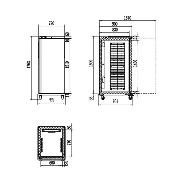 Warmhoudwagen | 17x 2/1 GN | 30°C/90°C | Geventileerd | 230V | Wielen (Geremd) | 720x900x1763(h)mm