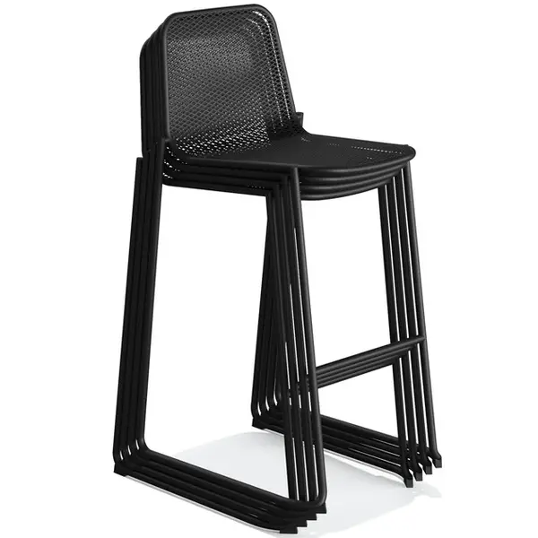 Barkruk | MASE | Staal | Zwart | In-/Outdoor | Stapelbaar | 520x520x1050(h)mm