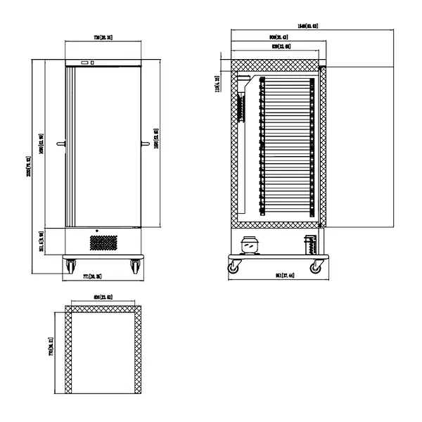 Koelwagen | 20x 2/1 GN | -2°C/+8°C | Statisch + Ventilator | Wielen (Geremd) | 877x900x2030(h)mm