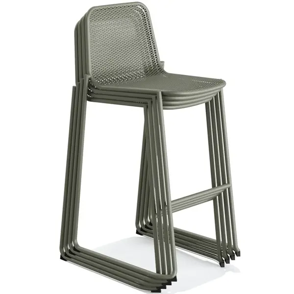 Barkruk | MASE | Staal | Groen | In-/Outdoor | Stapelbaar | 520x520x1050(h)mm