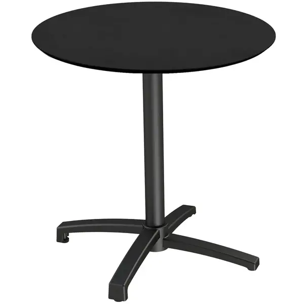 Inklapbare Tafel | X CROSS | HPL/Aluminium | Zwart Blad | Zwarte Frame | In-/Outdoor | Ø700x740(h)mm