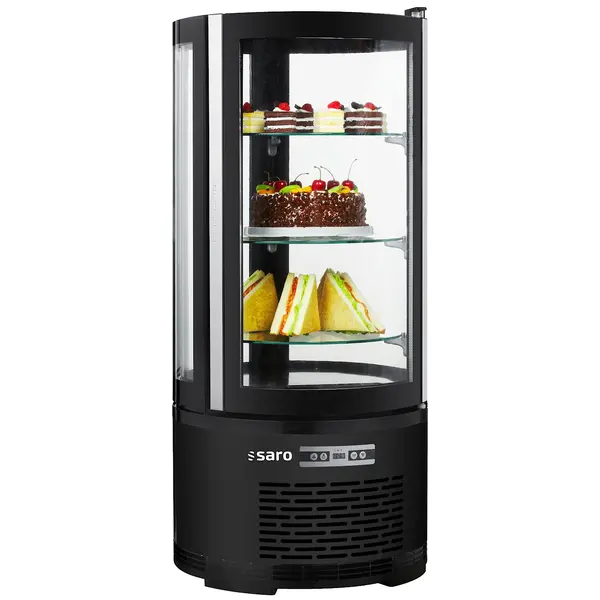 Gebaksvitrine | MATILDE | 100L | Zwart | +2°C/+8°C | Geforceerd | 3 Niveaus | Ø480x1030(h)mm