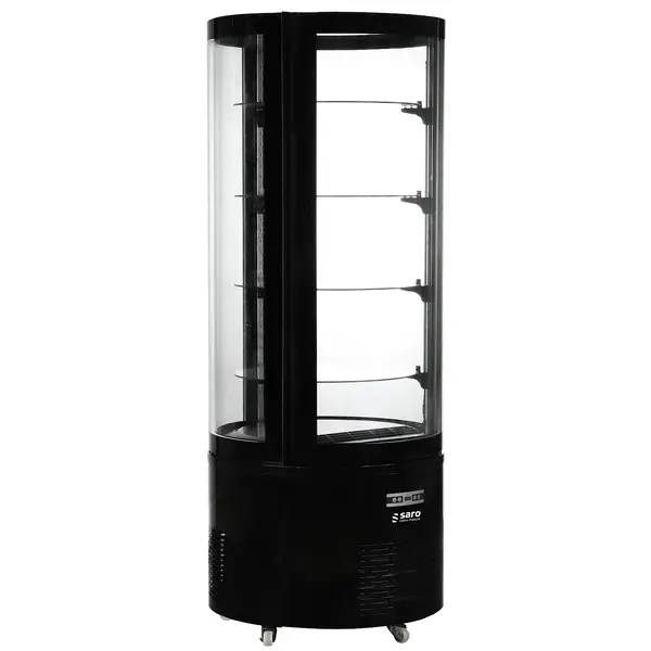 Gebaksvitrine | ALESSIA | 360L | Zwart | +2°C/+8°C | Geforceerd | 4 Niveaus | Wielen (Geremd) | Ø680x1750(h)mm