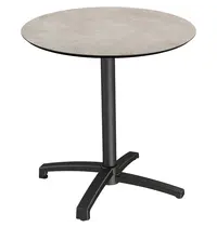 VEBA Inklapbare Tafel | X CROSS | HPL/Aluminium | Steenlook Blad | Zwarte Frame | In-/Outdoor | Ø700x740(h)mm