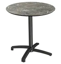 VEBA Inklapbare Tafel | X CROSS | HPL/Aluminium | Marmerlook Blad | Zwarte Frame | In-/Outdoor | Ø700x740(h)mm