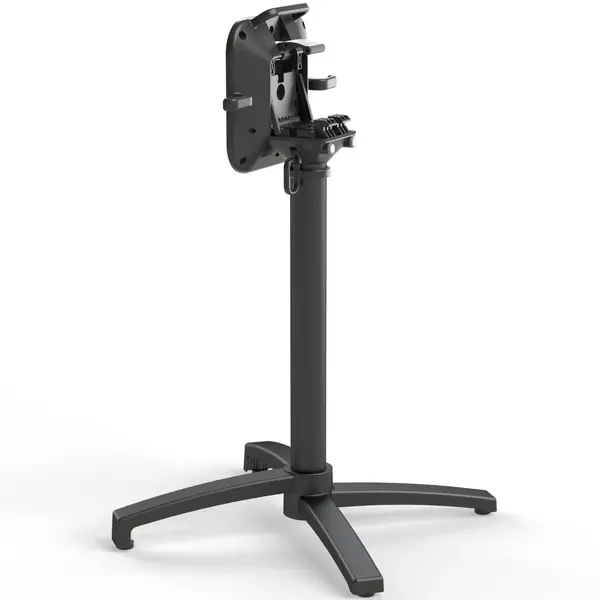 Inklapbare Tafel | X CROSS | HPL/Aluminium | Marmerlook Blad | Zwart Frame | In-/Outdoor | Ø700x740(h)mm