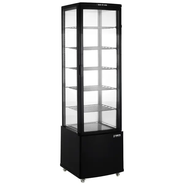 Koelvitrine | LEO | 270L | Zwart | 0°C/+12°C | Geforceerd | 6 Niveaus | Wielen (Geremd) | 556x526x1913(h)mm
