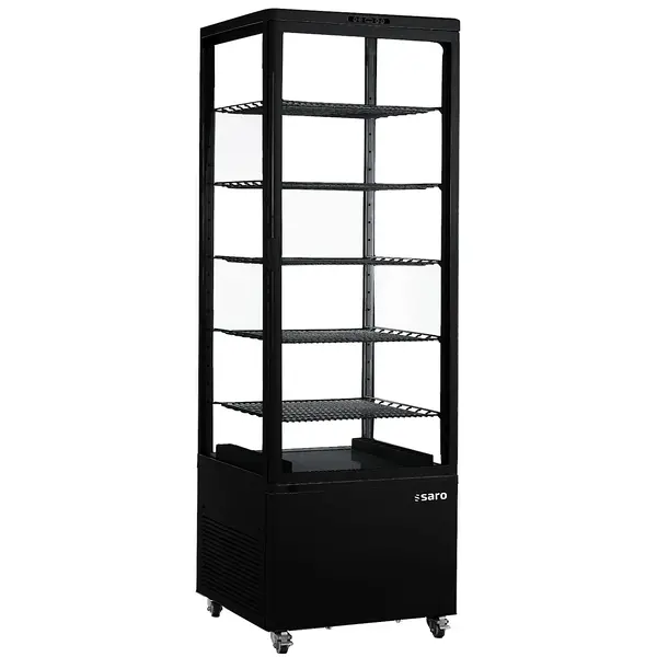 Koelvitrine | LENN | 500L | Zwart | 0°C/+12°C | Geforceerd | 6 Niveaus | Wielen (Geremd) | 650x650x1945(h)mm