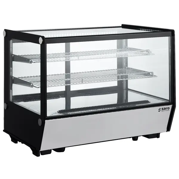 Koelvitrine | ALICE | 160L | Zwart/RVS | 0°C/+12°C | Geforceerd | 3 Niveaus | 880x568x686(h)mm