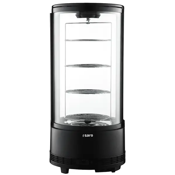 Roterende Gebaksvitrine | ELIZA | 73L | Zwart | +2°C/+12°C | Geforceerd | 4 Niveaus | Ø504x1060(h)mm