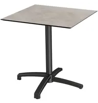 VEBA Inklapbare Tafel | X CROSS | HPL/Aluminium | Steenlook Blad | Zwart Frame | In-/Outdoor | 700x700x740(h)mm