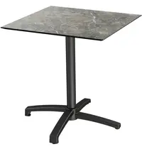 VEBA Inklapbare Tafel | X CROSS | HPL/Aluminium | Marmerlook Blad | Zwart Frame | In-/Outdoor | 700x700x740(h)mm