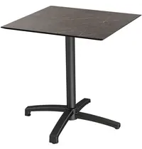 VEBA Inklapbare Tafel | X CROSS | HPL/Aluminium | Marmerlook Blad | Zwart Frame | In-/Outdoor | 700x700x740(h)mm