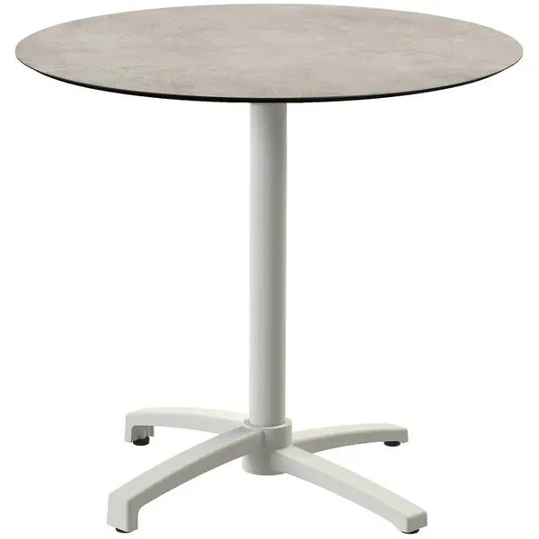 Inklapbare Tafel | X CROSS | HPL/Aluminium | Steenlook Blad | Zandkleurig Frame | In-/Outdoor | Ø700x740(h)mm