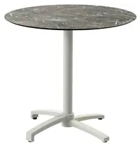 VEBA Inklapbare Tafel | X CROSS | HPL/Aluminium | Marmerlook Blad | Zandkleurig Frame | In-/Outdoor | Ø700x740(h)mm