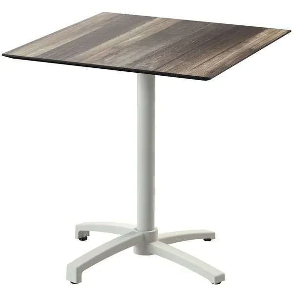 Inklapbare Tafel | X CROSS | HPL/Aluminium | Houtlook Blad | Zandkleurig Frame | In-/Outdoor | 700x700x740(h)mm