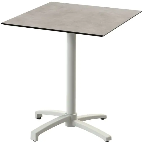 Inklapbare Tafel | X CROSS | HPL/Aluminium | Steenlook Blad | Zandkleurig Frame | In-/Outdoor | 700x700x740(h)mm