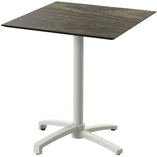 Inklapbare Tafel | X CROSS | HPL/Aluminium | Houtlook Blad | Zandkleurig Frame | In-/Outdoor | 700x700x740(h)mm