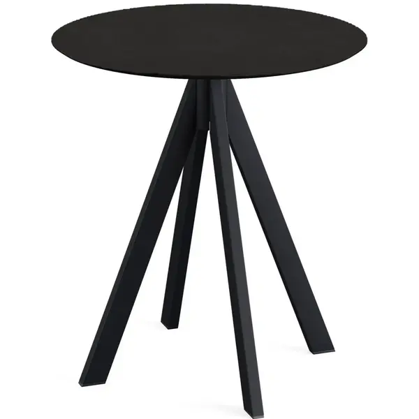 Inklapbare Tafel | INFINITY | HPL/RVS | Zwart Blad | Zwarte Frame | In-/Outdoor | Ø700x732(h)mm